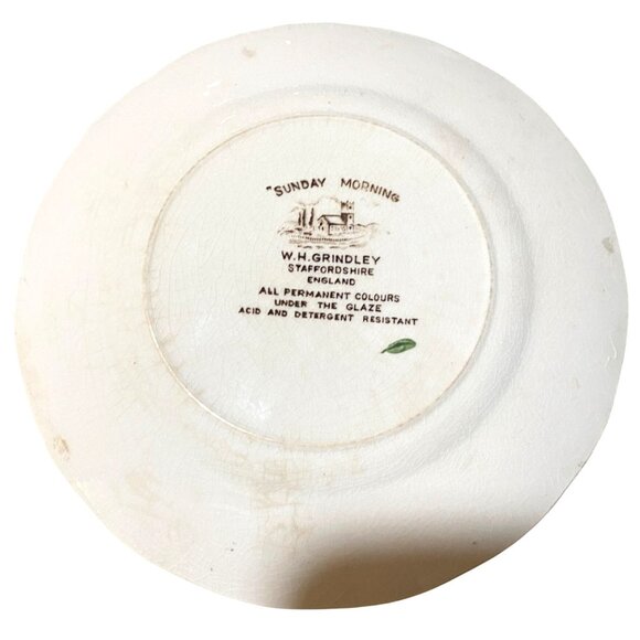 W.H. Grindley Vintage Sunday Morning Village Small Ceramic Dessert Plate Chipped - Picture 2 of 2